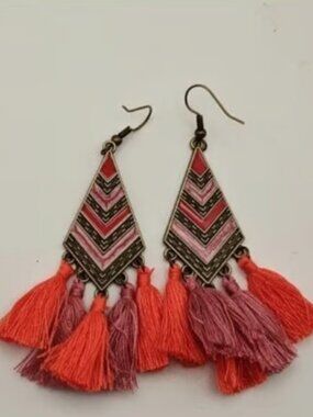 1 pair Metal Tasseled Dangle Earrings